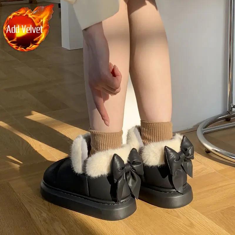 

Fashion Ankle Chunky Butterfly Bow Ladies Shoes New Rock Goth Hot Footwear Furry Winter 2025 Novelty Autumn Lamb Boot Women s Snow Boots 36