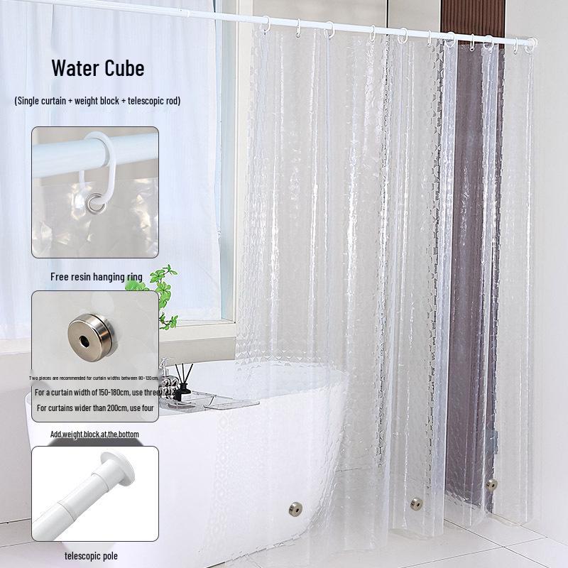 High-Transparency Waterproof EVA Shower Curtain, Mildew-Proof, Antibacterial, Splash-Resistant