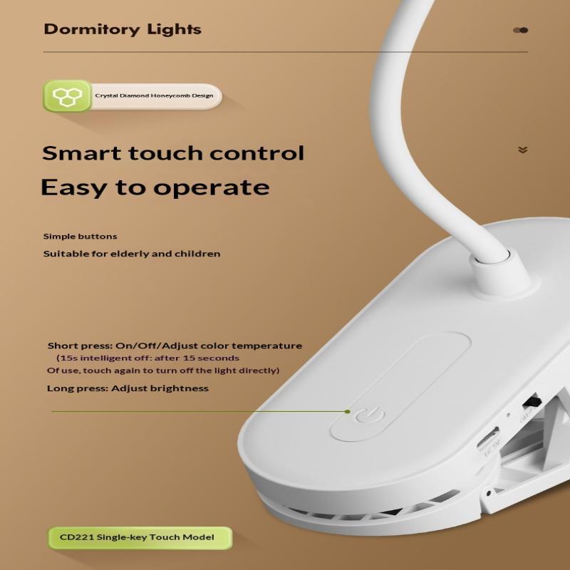 Rechargeable Clip On Led Desk Lamp Flexible Gooseneck Eye Caring Flicker Free For Study Home Office Dorm Reading Work