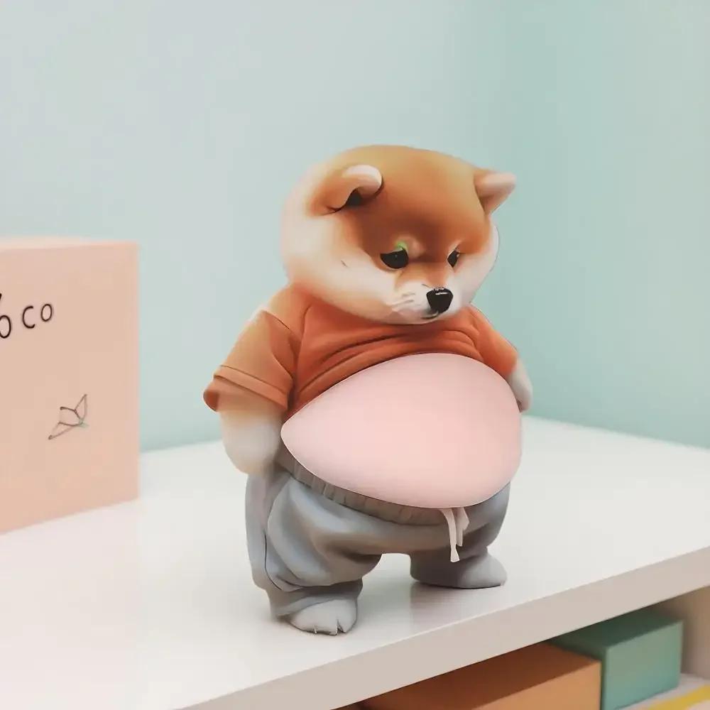 Chubby Shiba Inu 3D Shiba Inu Stickers Dog Belly Sticker Soft Pink Background Silicone Self-Adhesive Squeezable
