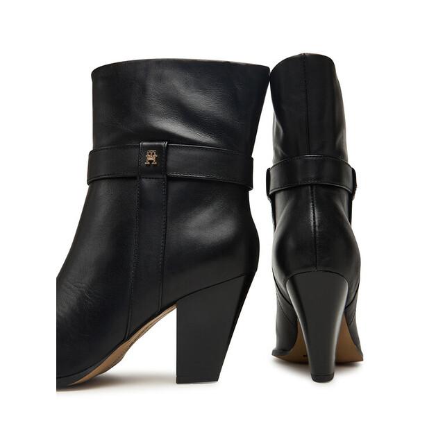 Ankle Boots Tommy Hilfiger Th T-Strap Leather Pointy Bootie FW0FW08984 Black