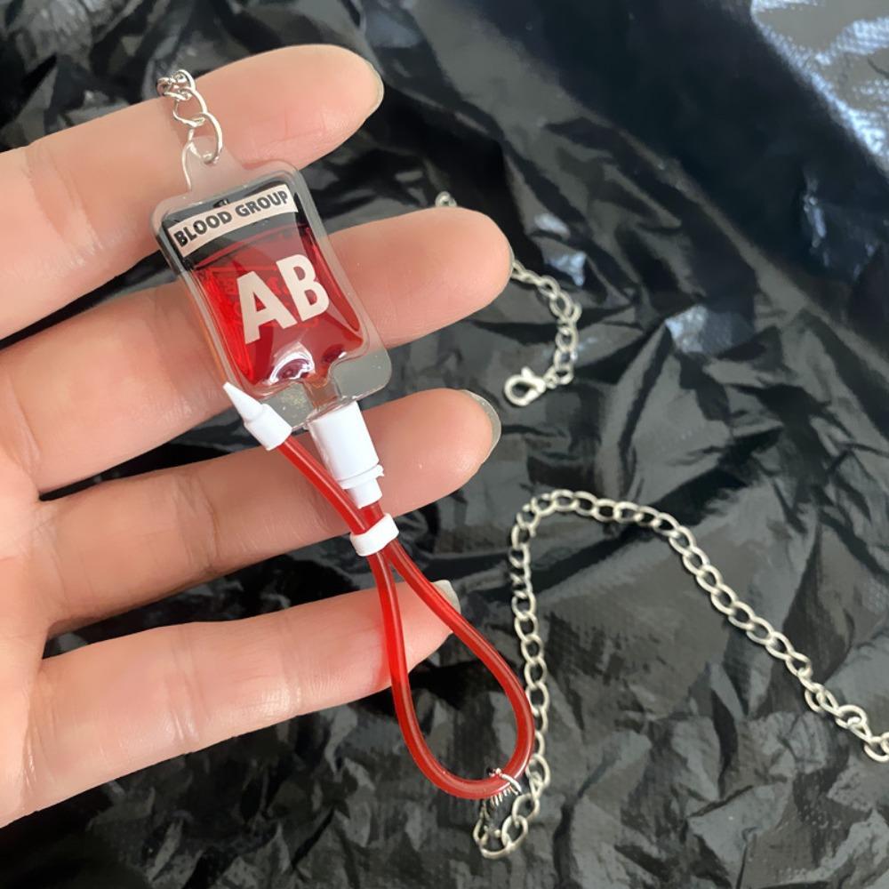 Bag Charm Blood Bag Necklace Type a B O AB Plasma Halloween Jewelry Blood Bag Earrings  Cosplay