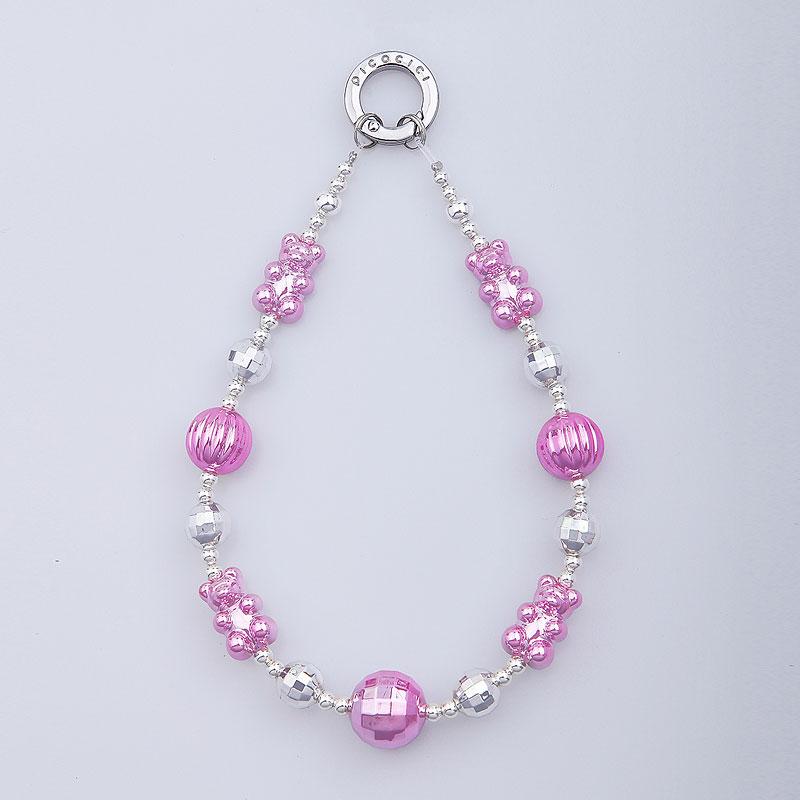 PICOCICI Electroplated Cartoon Bear Decor Phone Anti-drop Wrist Band Beaded Bracelet