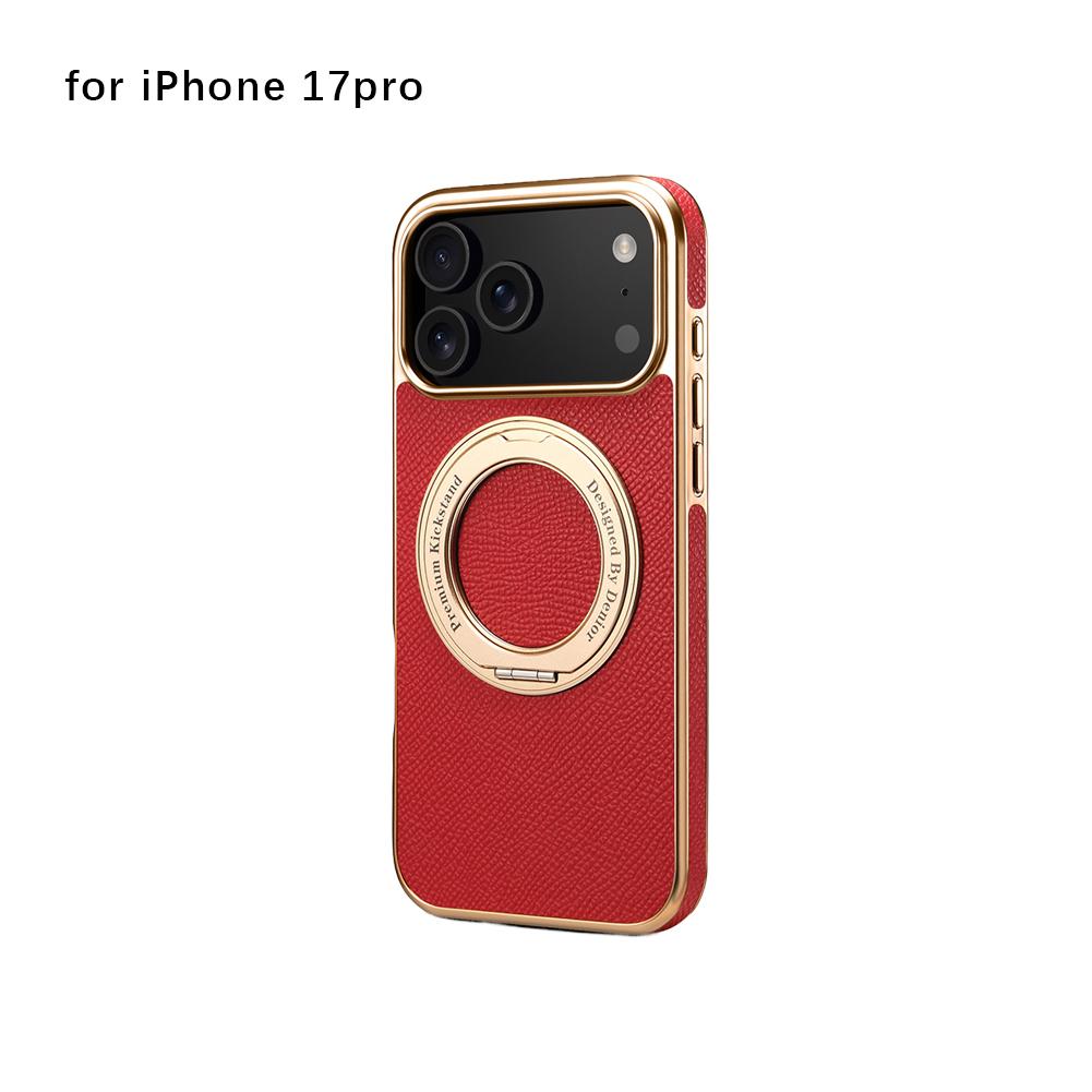 Wysokiej jakości etui na telefon z prawdziwej skóry bydlęcej dla iphone 17 Air 16 Pro Max 15 14 13 Promax Magnetyczny Niewidoczny Pierścień z Uchwytem Pokrowiec