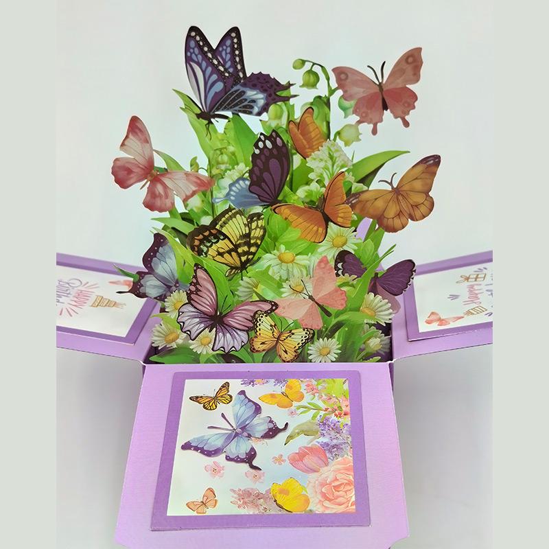 3D Butterfly Pop-Up Greeting Card Holiday Desktop Ornaments Photo Props Wedding Supplies Decor Creative Gifts For Family Friends