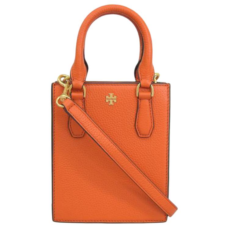 

Tory Burch Blake Metal Logo Leather Mini Tote Bag Women handbags Orange-Red 138274-618 Shopping Bag Set(Basic Set+Shopping Bag)