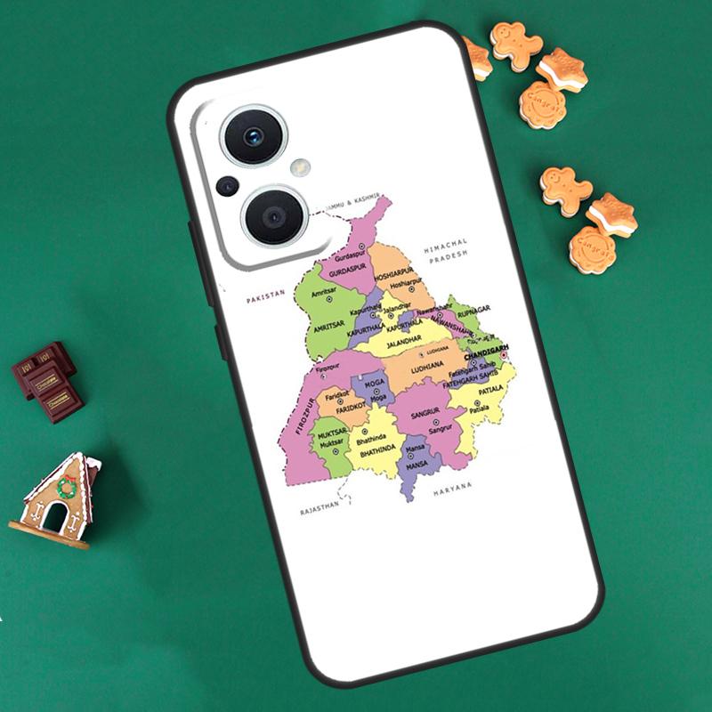 Punjab Map Outline Case For OPPO Reno 13 12 11 14 F 10 Pro 8T 8 7 Lite Cover For OPPO Find X8 X6 X5 X9 Pro Coque