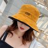Summer Cotton Outdoor Fishing Cap Casual Panama Bucket Cap Sunscreen Sun Cap Double-sided Letter Embroidery Fisherman Hat for Women