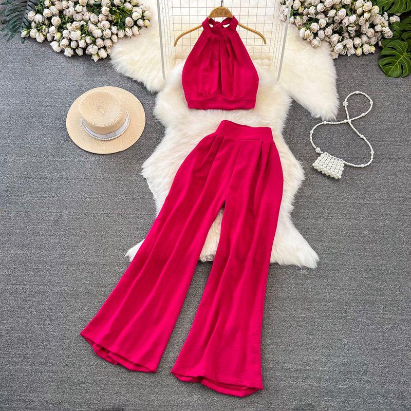Off-the-Shoulder Seaside Holiday Slim Looking Straight-leg Fashion Suit