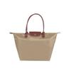 (Khaki, L) Womens Handbag Shoulder Foldable Shopper Bag Sports Fitness Shopping Gift Bag