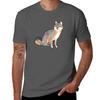 Gray Fox Drawing Tshirt Work Outdoor Short Sleeve Tee