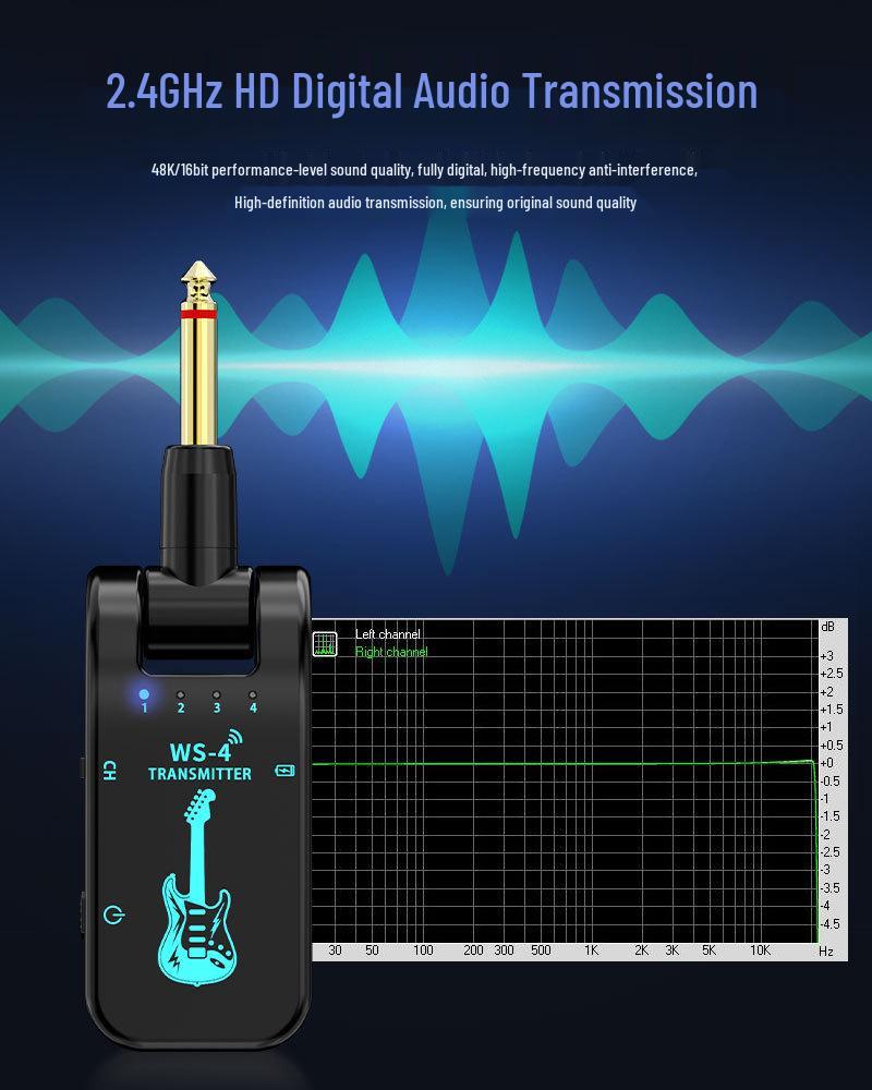 Wireless Electric Guitar & Instrument Transceiver for Audio Connection