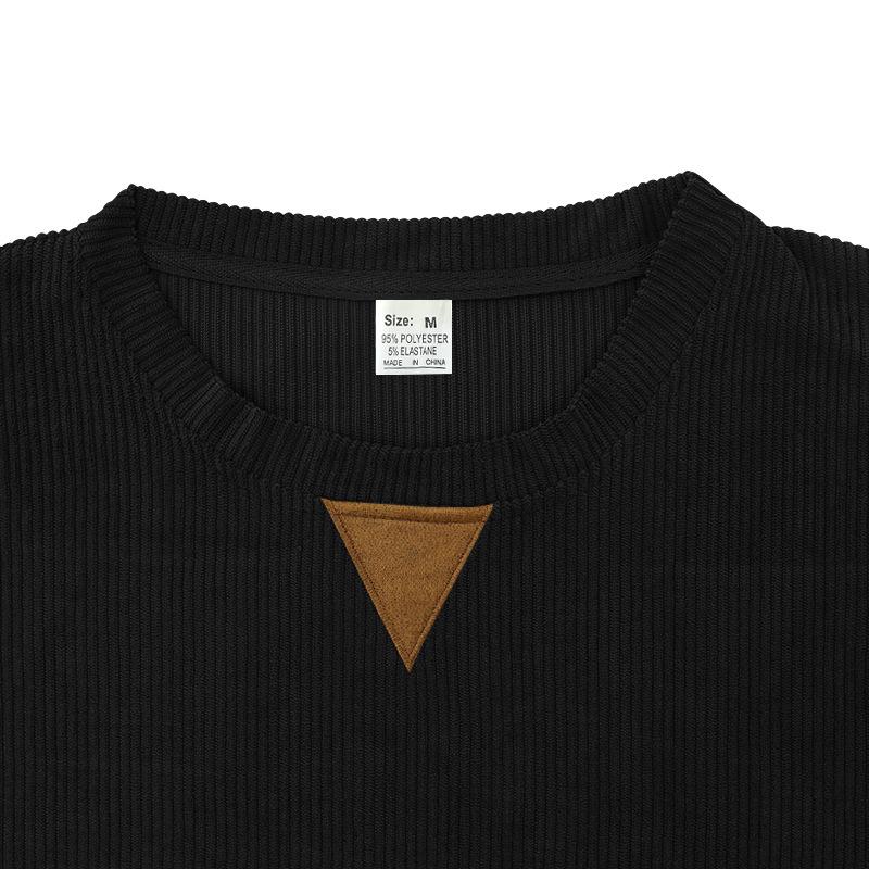 Men's Round-Neck Casual Stand-Up Collar Corduroy Long-Sleeved Sweatshirt for Spring and Autumn