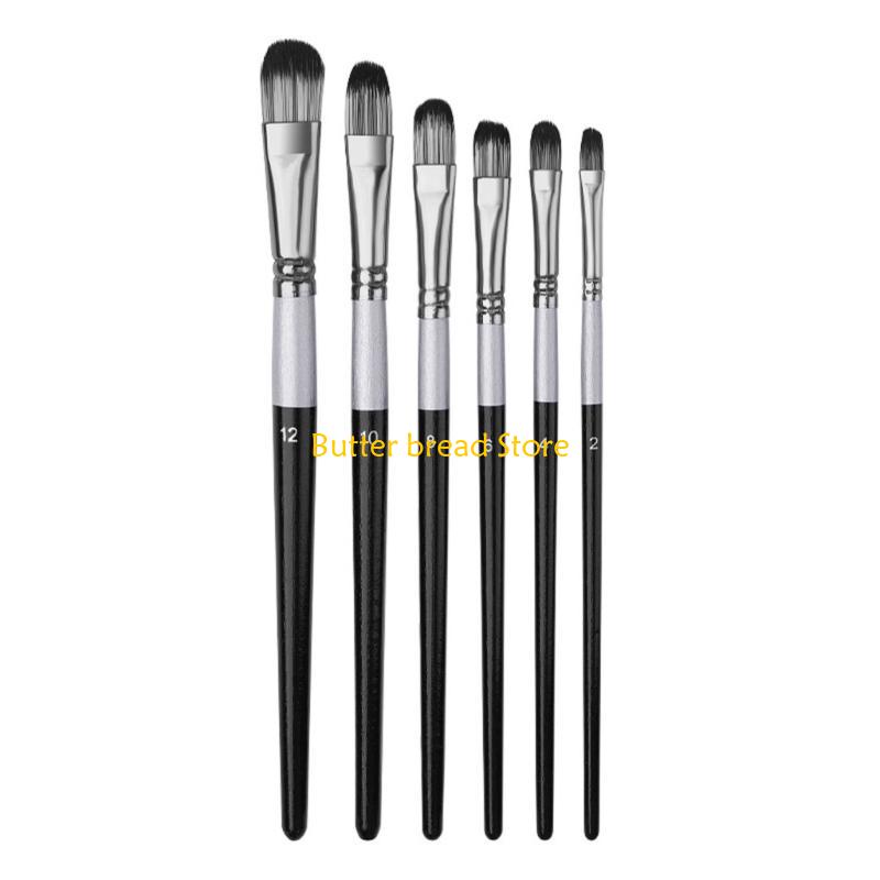 W89C 6Pcs Paintbrush Artists Paint Brush for Acrylic Watercolor Gouache Painting