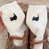 Girls Soft Velvet Winter Women's Cute Cat Print Thickened In Tube Socks Simple Cozy Hairy Sleep Fashion Sock