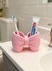 1pc Creative Bow Pen And Toothbrush Holder | Plastic, Freestanding, Ideal For Bedroom And Bathroom Decor, Bathroom Accessories