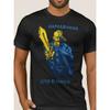 Herren Ukrainian Cossack Grafik-T-Shirt - Bohème-Stil Schwarz mit Blau-Gelbem Historischem Druck, Slogan 'Born to Be Free', Atmungsaktiv Kurzarm