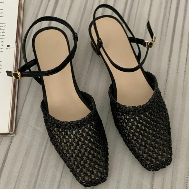 Damen Keilsandalen Sommer Netz Hohl Schnürung Knöchelriemen Schnalle Bequem Atmungsaktiv Rutschfest Retro Freizeit Wanderschuhe