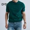 Summer Men T-Shirt Crew Neck Solid Color Short Sleeves Knitted Shirt Breathable Slim Fit Lightweight Basic Tee Casual Business Top