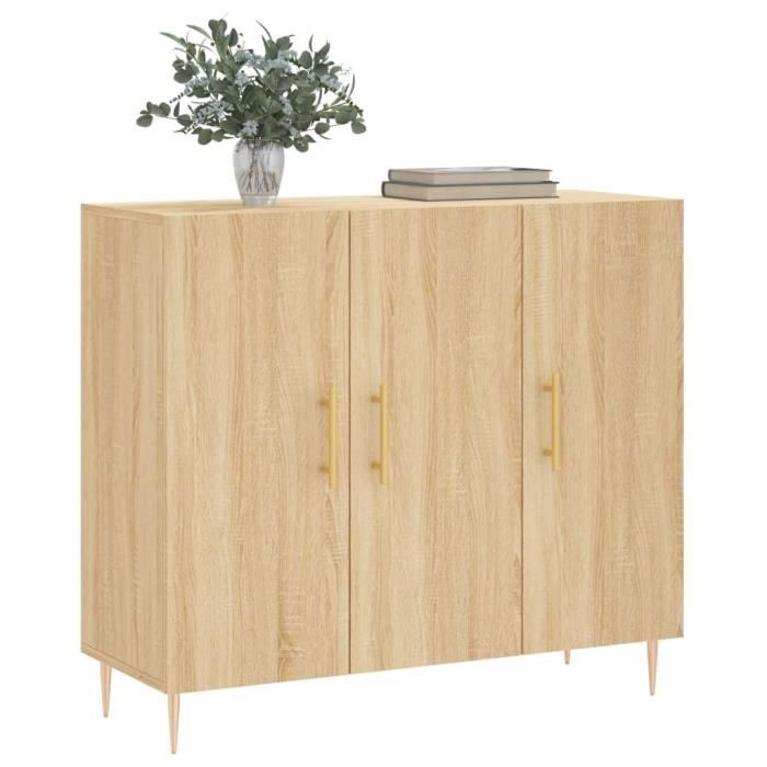 VidaXL Buffet chêne sonoma 90x34x80 cm bois d'ingénierie 828095