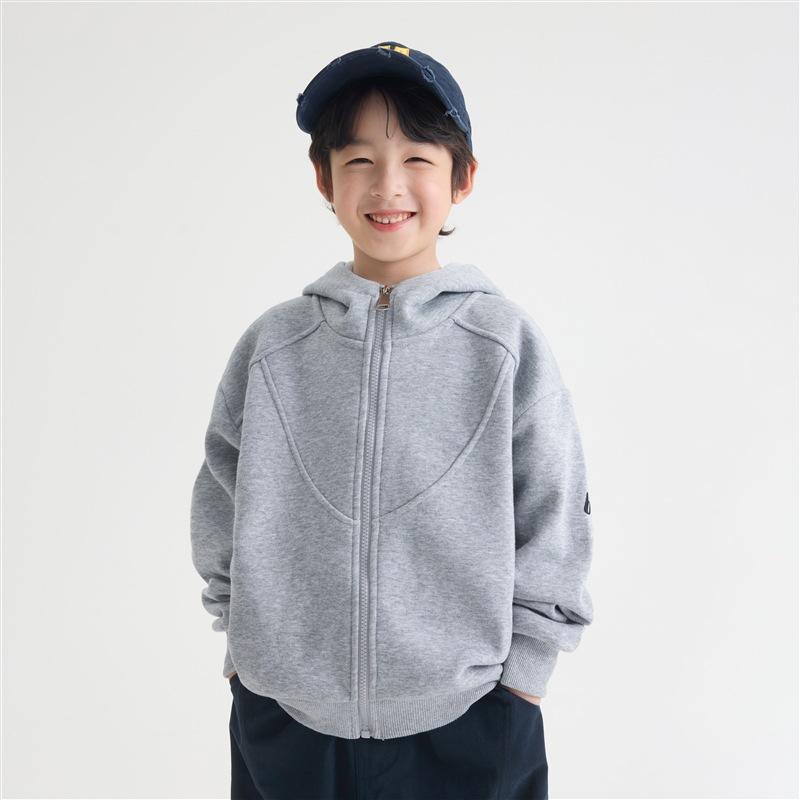 Boys Fleece Lined Hooded Zip Up Cardigan Warm Kids Outerwear Coat