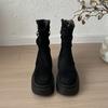 Long boots women's thick-soled small boots suede autumn and winter wasteland heightening and stacking tide fashion boots new style