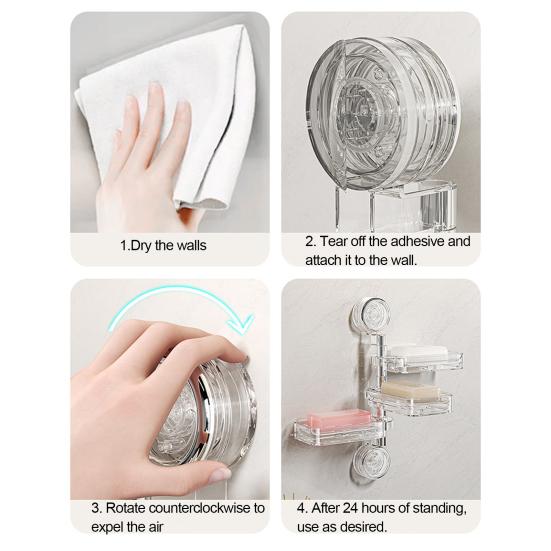 Suction Cup Storage Holder Soap Box Strong Load-bearing Multi-layer Design