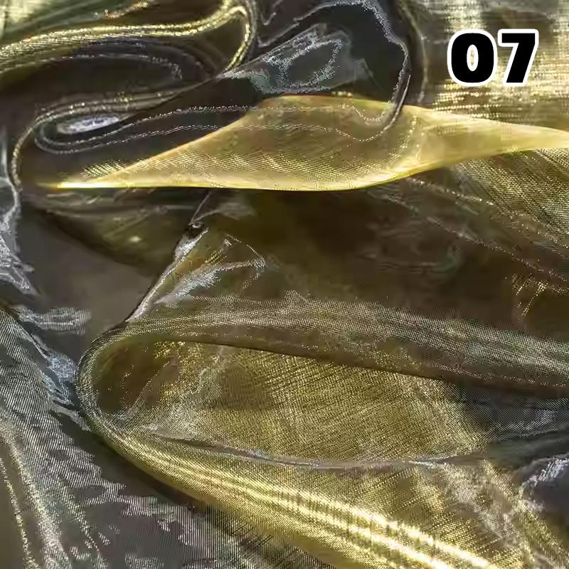 Przezroczysty Laserowy Tiul Tkanina Szycie Siatka Materiał Kolorowa Organza Szklana Fluorescencyjna Przędza Jedwabny Szyfon Materiał na Odzież Sceniczną