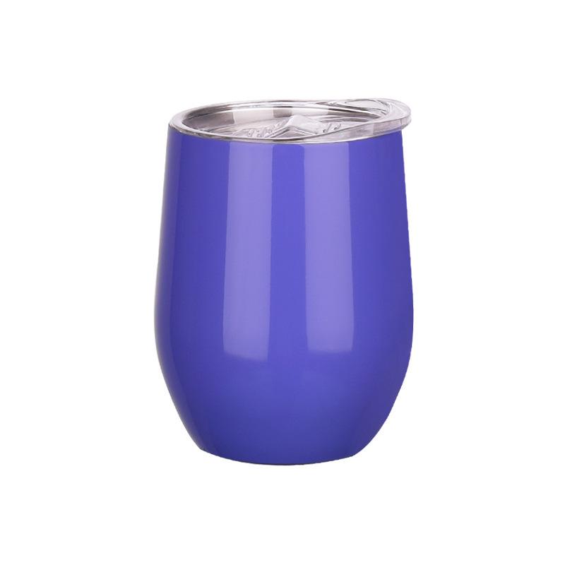 304 Stainless Steel Double-Layer Vacuum Insulated 12oz Egg-Shaped Cup, Portable U-Shaped Design with Heat Sublimation Spray.