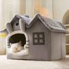 3kgFoldable Puppy House Small Dog Kennel Bed Mat Winter Cat Warm Bed Nest Pet Double Roof House Basket Pet Puppy Cave Sofa