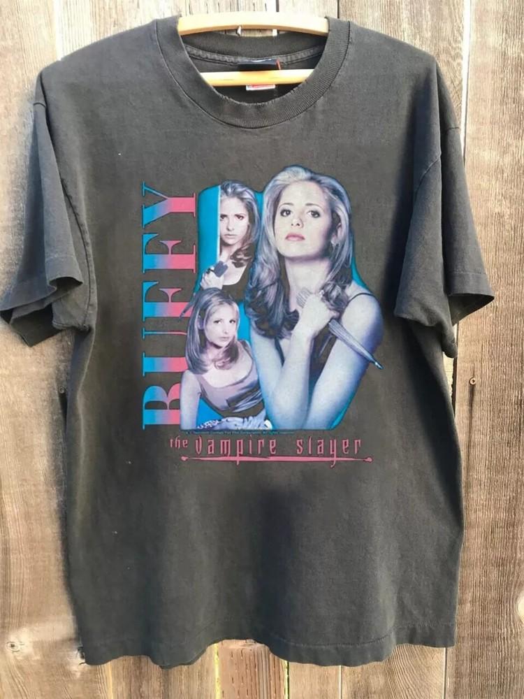 90s Buffy The Vampire Slayer Retro Style Charcoal Unisex Tshirt Reprint  Unisex T-Shirt XL