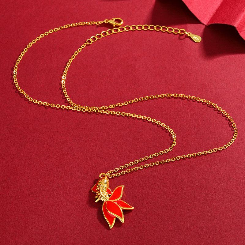 Transporting koi Niche Design High-end Feel 925 Sterling Silver Fish Personality Animal Necklaces  XL092