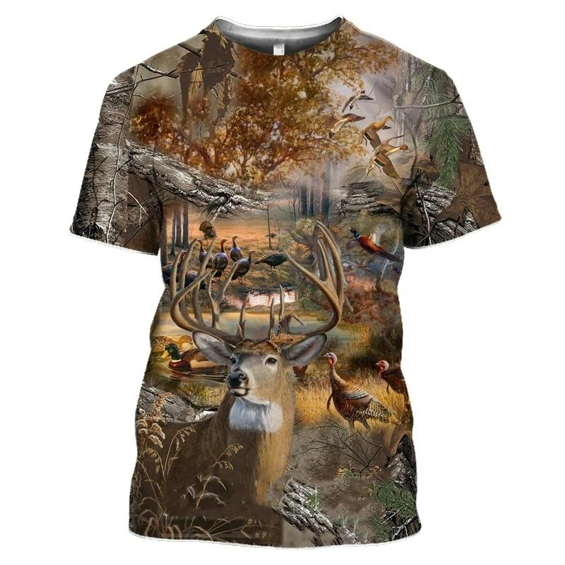 Wildlife Hunting Scene Pheasant And Retriever Dog 3D All Over Print Short Sleeve T-Shirt Casual Top