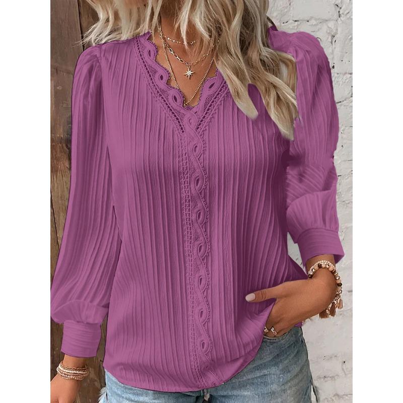 Spring Autumn Women's T-shirts Fashion Hollow Long-sleeved Women's Shirt Tops