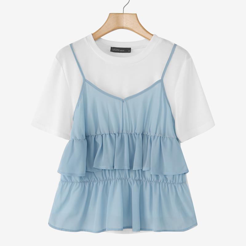ZANZEA Women Casual Round Neck Summer Patchwork Short Sleeve T-shirt
