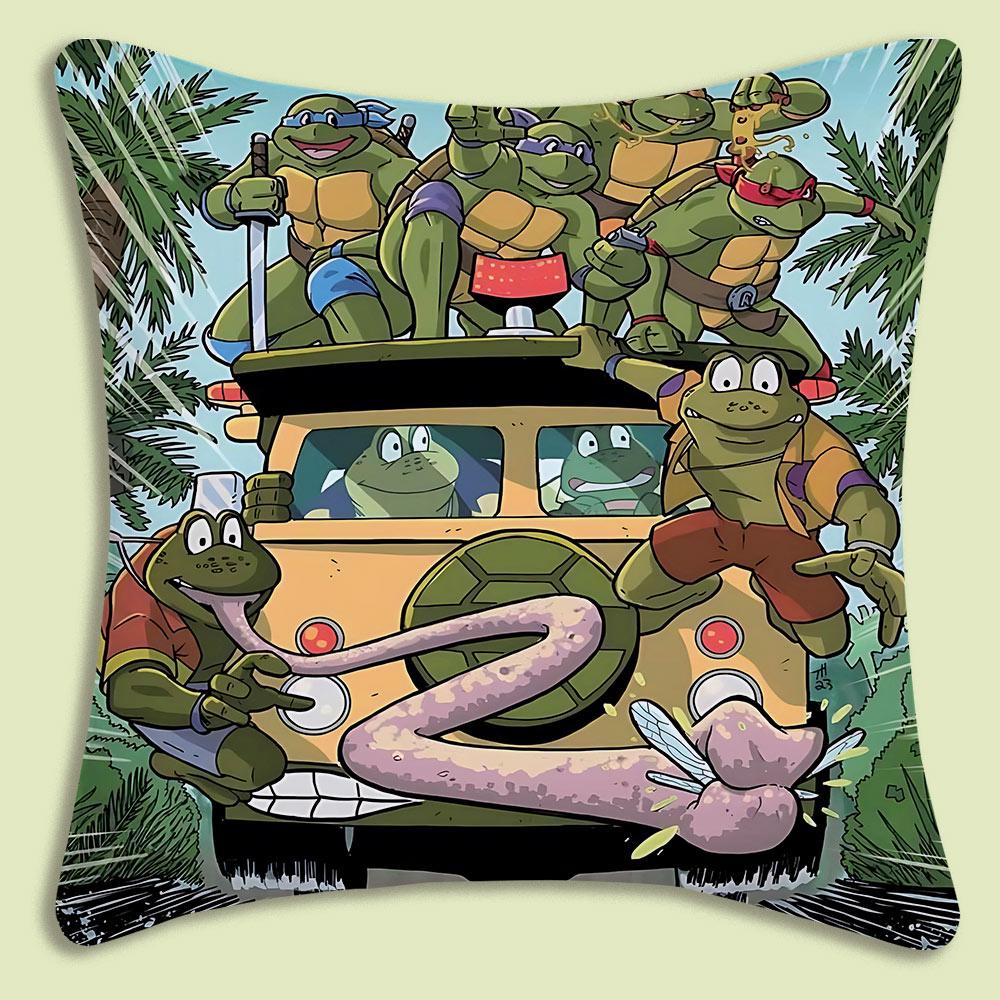 NNinja Turtles Pillow Covers Cartoon Sofa Decorative Home Doublesided Printing Short Plush Cute Cushion Cover
