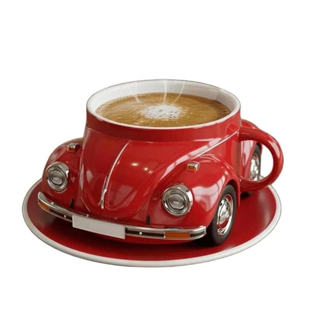 

Креативная кофейная кружка в форме жука, термостойкая, необычная чайная чашка, большая вместимость, уникальная посуда для напитков для украшения офиса, чашка красный