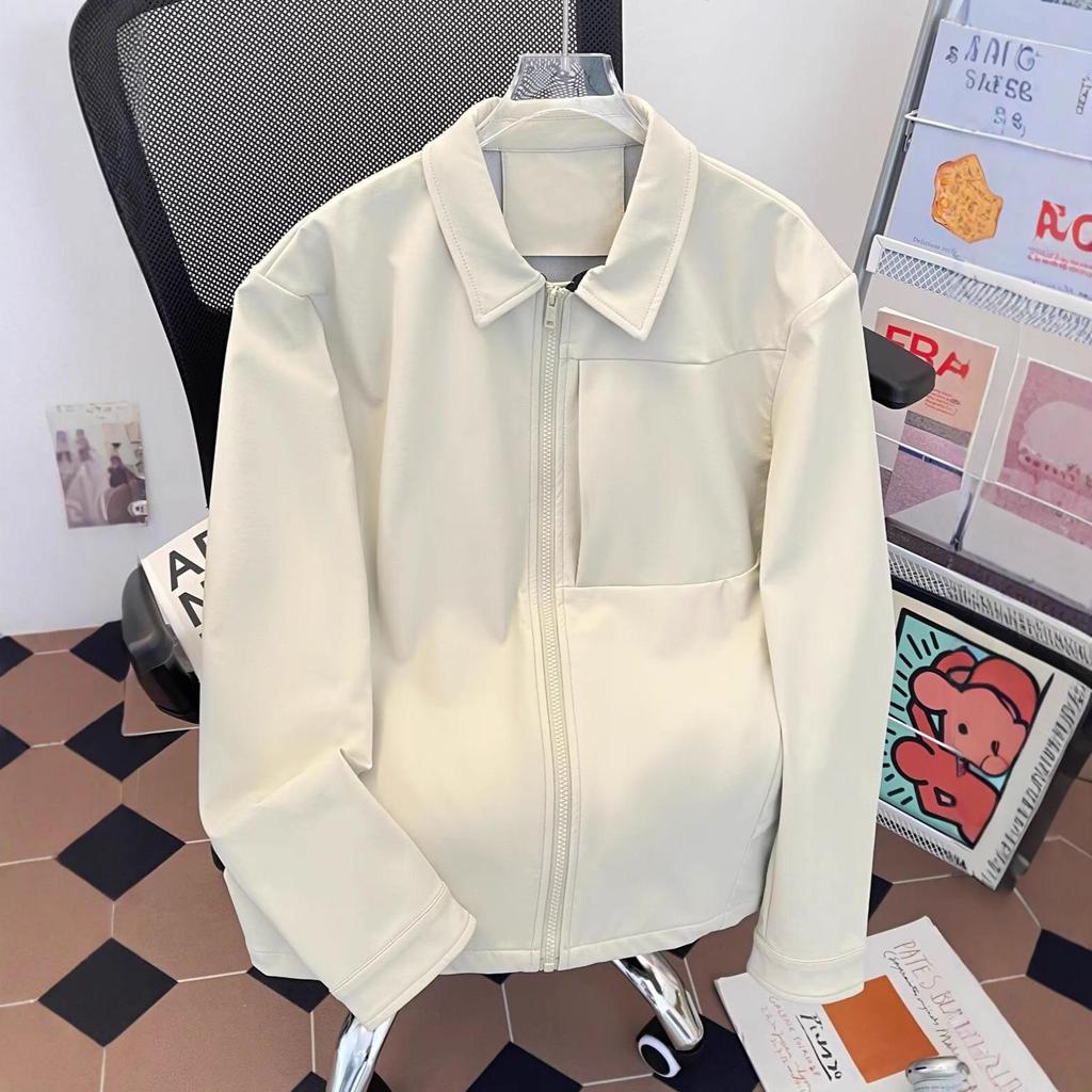 American Style Spring/Autumn Breathable Casual Jacket - Pure Color, Long-Sleeved, Loose Fit Fashion Top