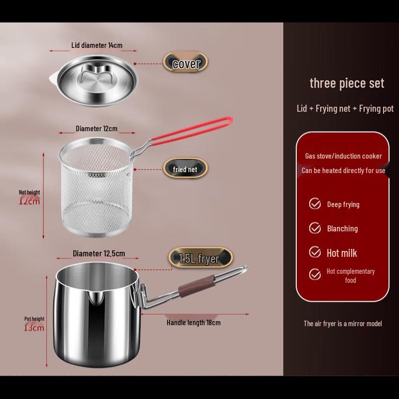 ZISIZ 316 Stainless Steel Multi-Function Fryer Pot Set