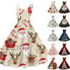 Damen Weihnachtsdruck Off-Shoulder Vintage Kleid