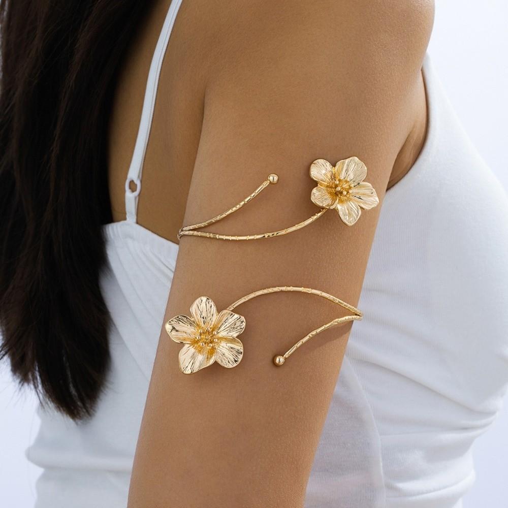 Blommigt Blomarmband Emaljglasyr Armband Vintage Öppet Armbandsband Gåva