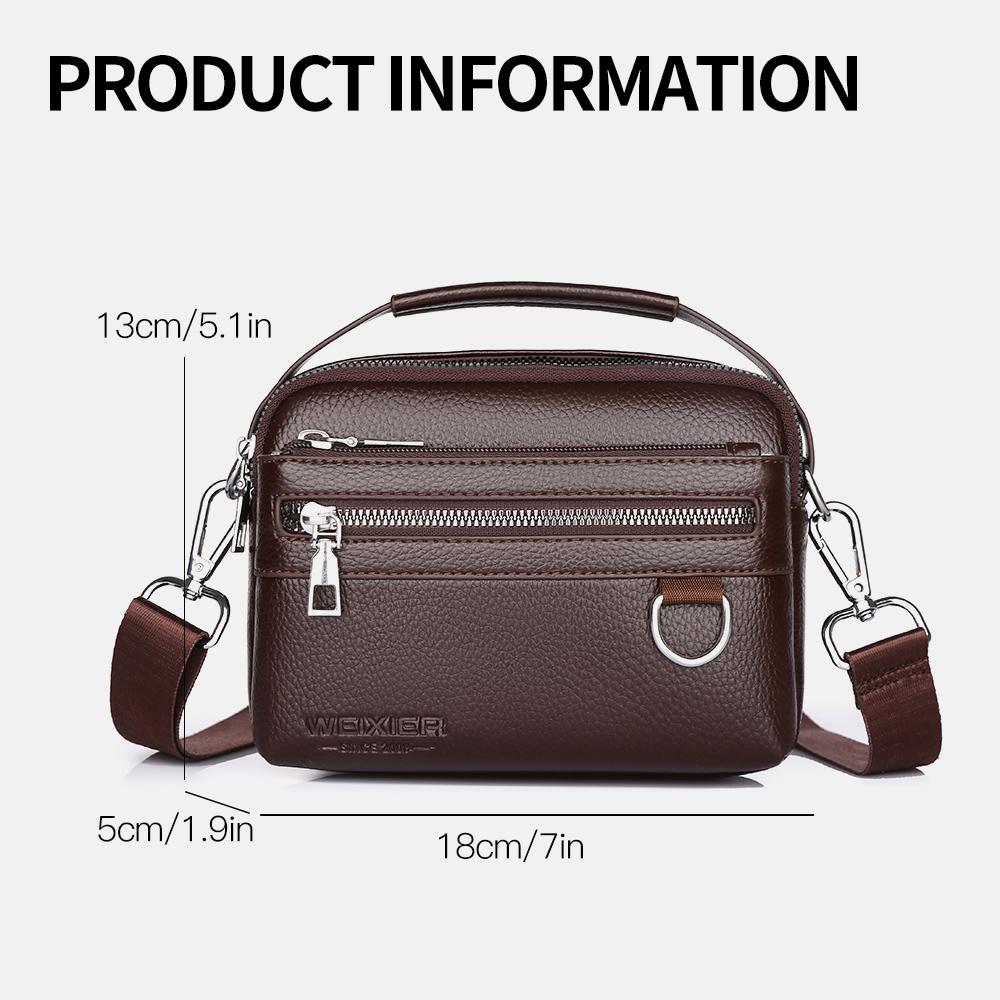 WEIXIER Herren Leder Umhängetasche Wasserdichte Messenger Bag Sling Satchel Tasche für Geschäftsreisen