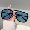 Non-polarized Vintage Punk Double Girder Large Square Frame Leisure Sunglasses Men Women Outdoor Travel Anti Strong Light Eyeglasses