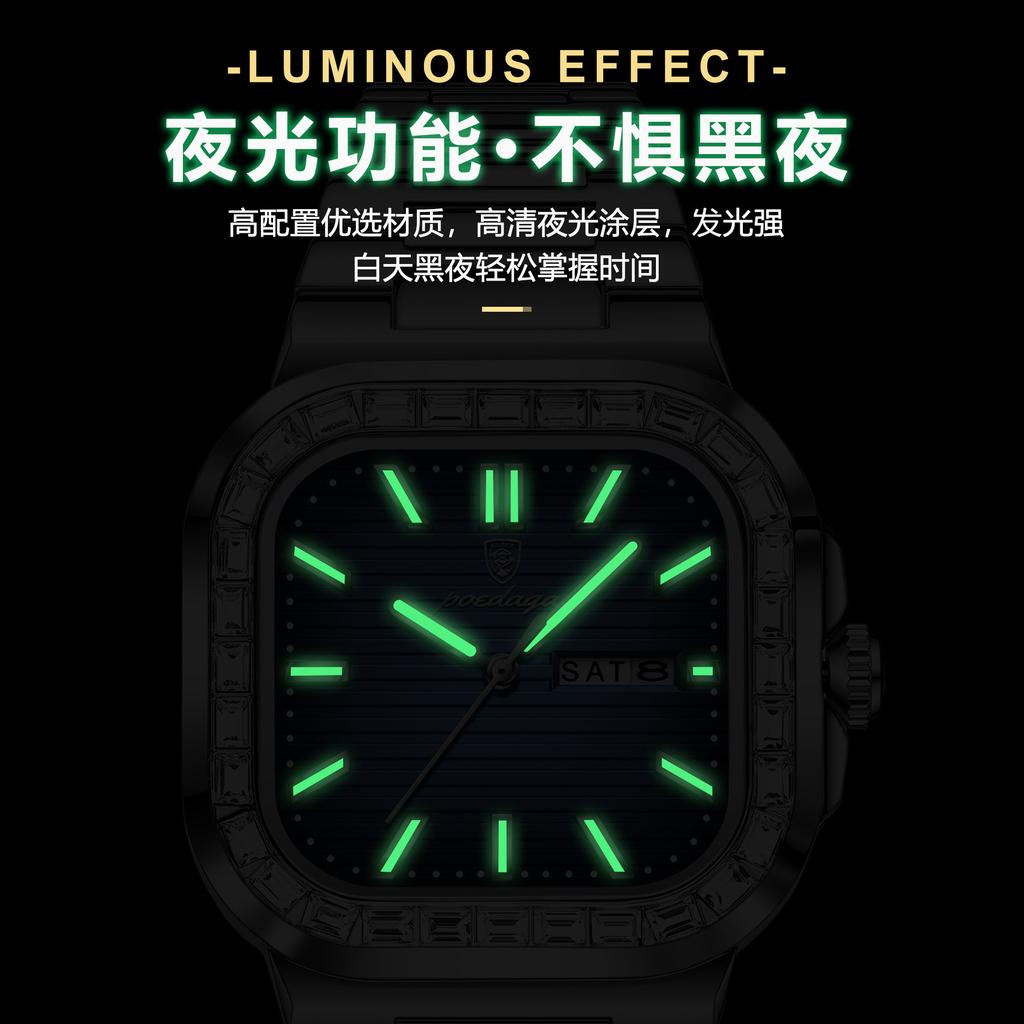 Diamond-Encrusted Men'S Watch Double Calendar Fashion Quartz Watch