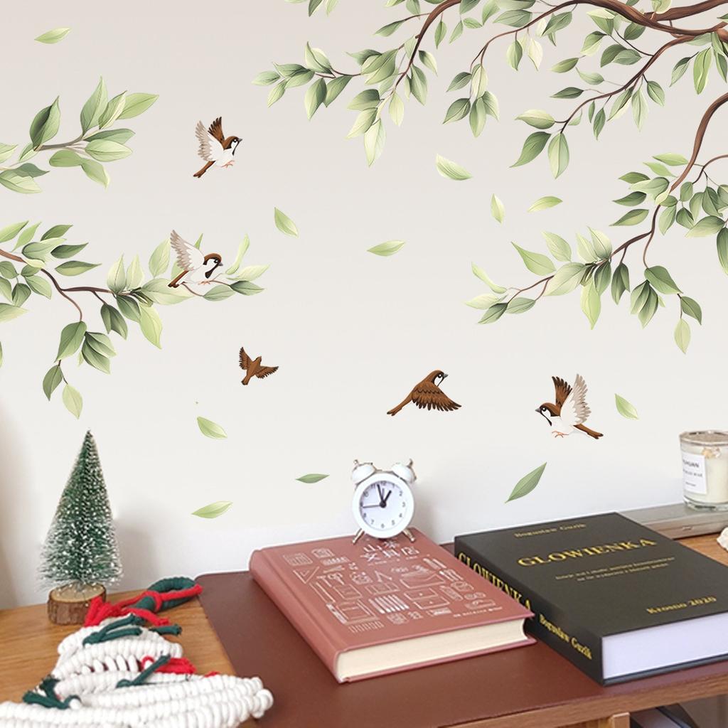 Green Plant Leaves Wall Stickers Living Room Bedroom TV Background Wall Home Decoration Wall Stickers
