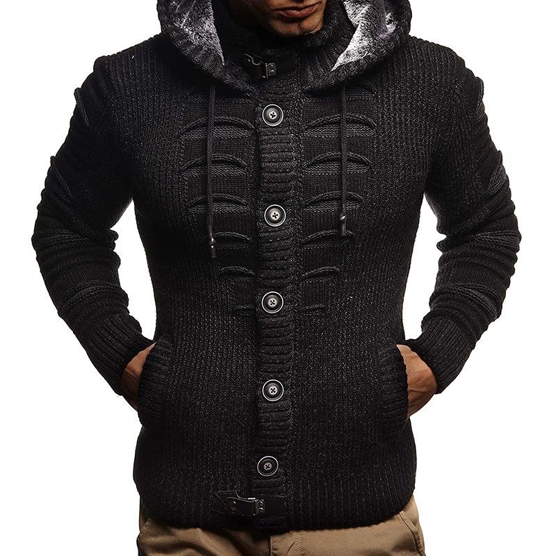 2025 Winter Sweater Cardigan Men's Hooded Knitted Cardigan Jacket