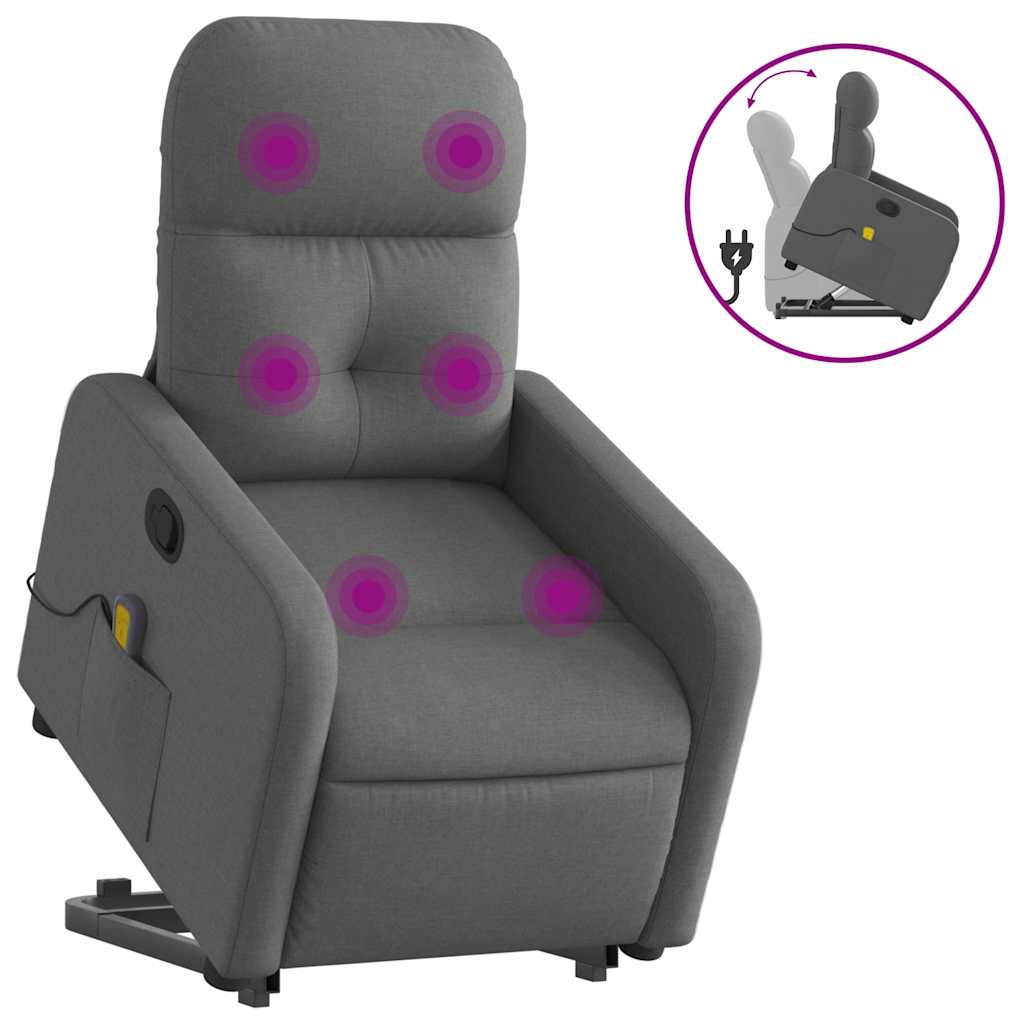 Vidaxl Lift and Massage Chair, Reclining, Dark Gray, Fabric