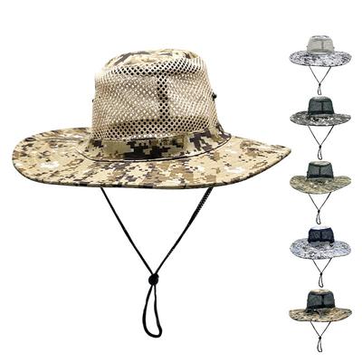 Neue Outdoor-Hut Digitale Tarnung Fischerhut Anglerhut Sonnenschutz Sonnenhut Hut mit breiter Krempe Wanderhut Netzhut