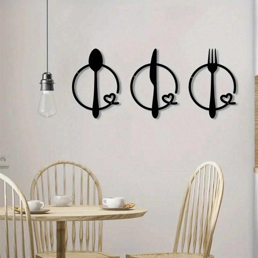 Metal Wall Art Cutlery Set Fork Spoon Knife Home Decor Kitchen Dining Room Gift