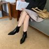 French Fashion Pointed Thick Heel Short Boots Women's 2025 Autumn and Winter New Versatile Elastic Thin Boots Niche Martin Boots